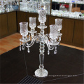 Fabricante atacado barato candelabros de cristal do casamento com ouro 5 braços